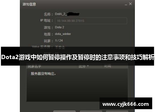 Dota2游戏中如何暂停操作及暂停时的注意事项和技巧解析